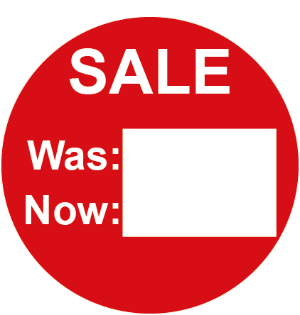 SALE Was & Now Round Labels